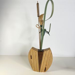 Rare Wood Vase Signed by Japanese Artist Uli